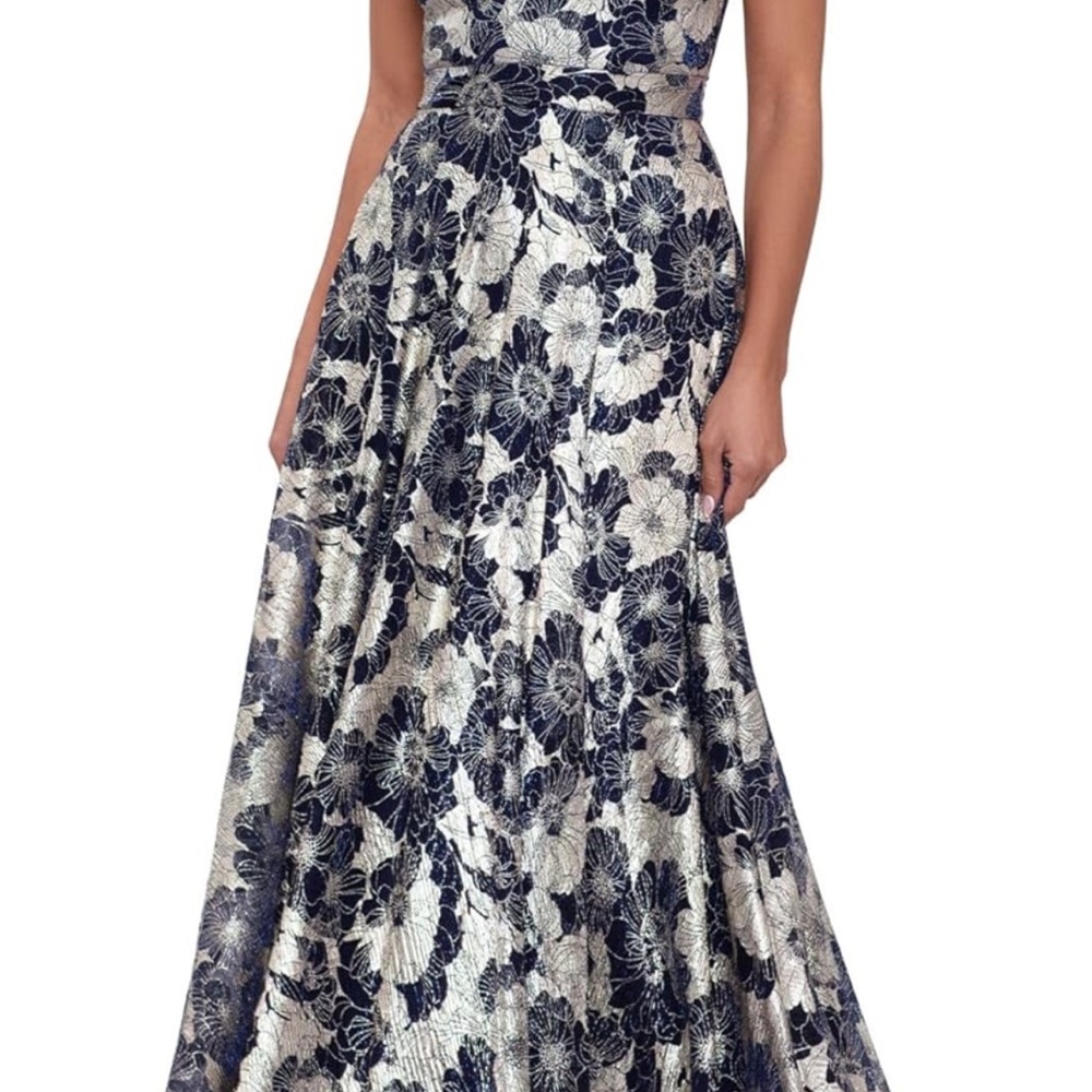 Betsy & Adam Elegant Floral Evening Gown